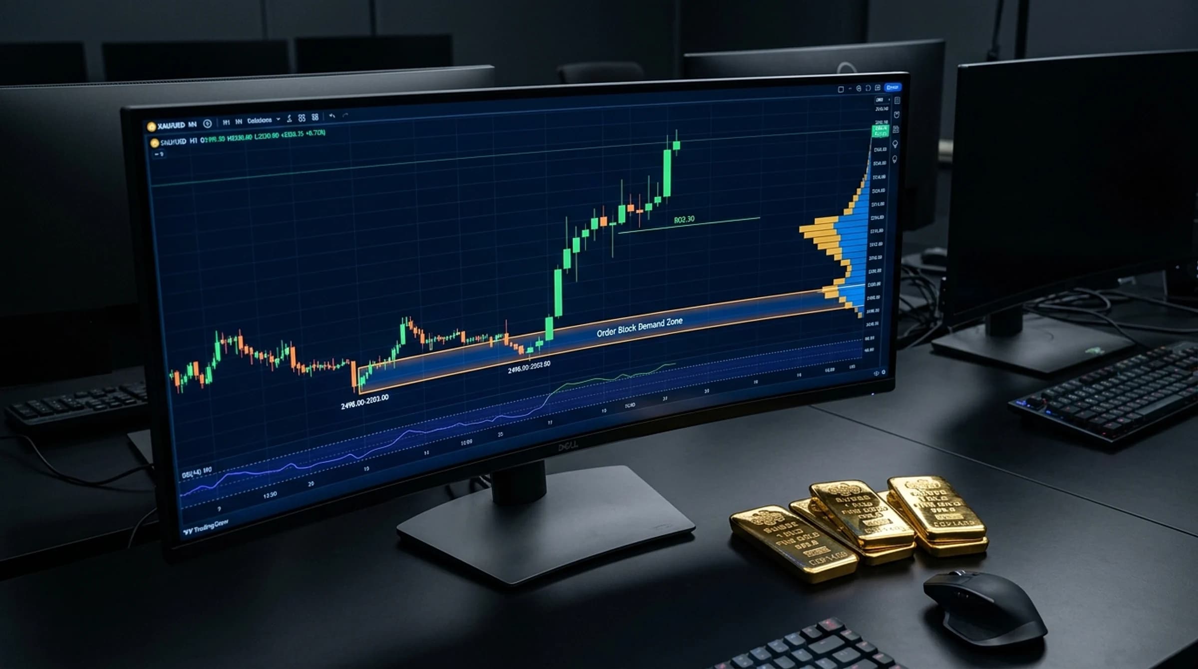 Institutional order block and breaker block validation diagram on an XAUUSD gold price chart