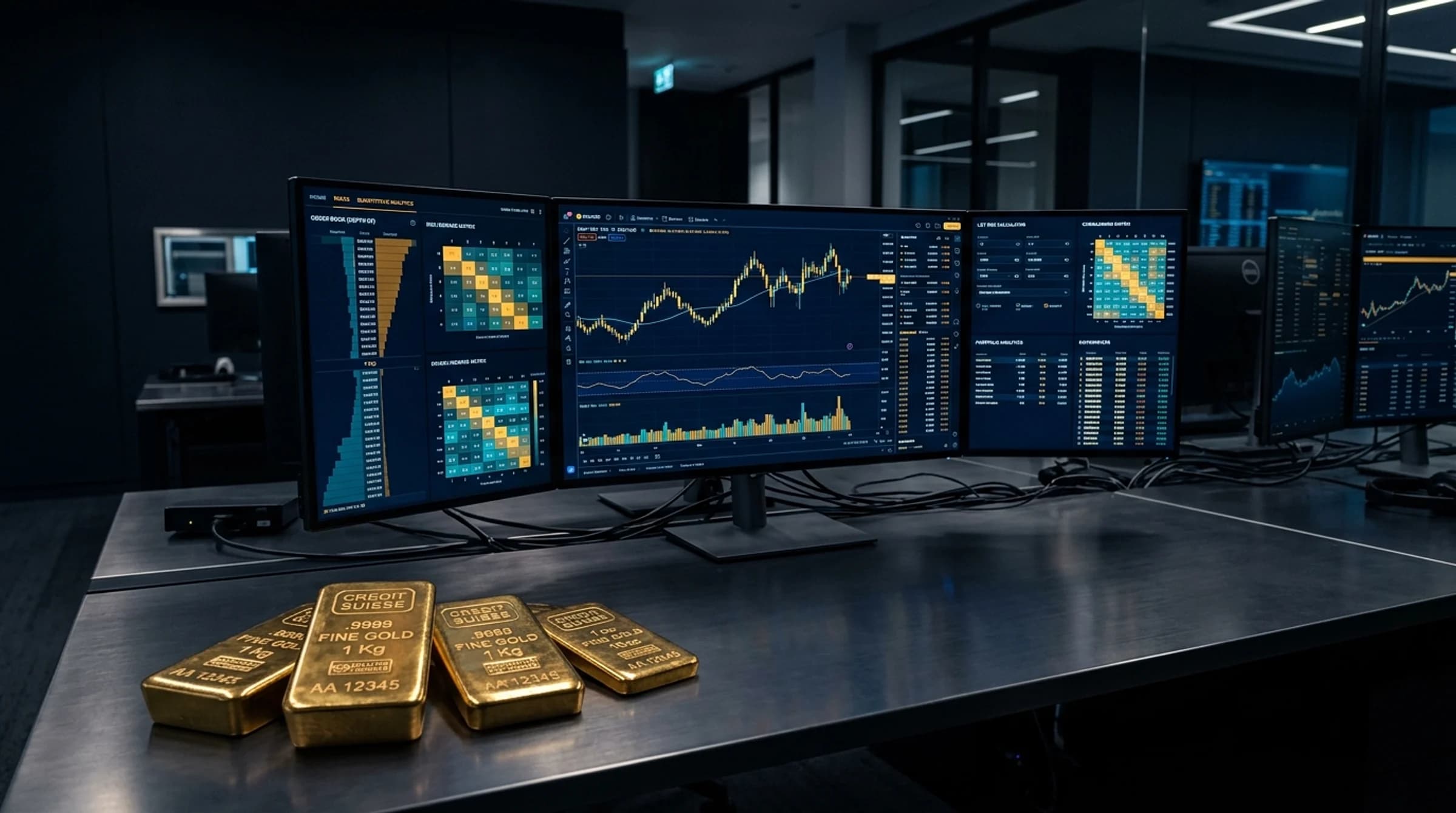 GoldTrading.AI institutional trading calculator suite featuring position sizer, risk-reward engine, and sessions monitor